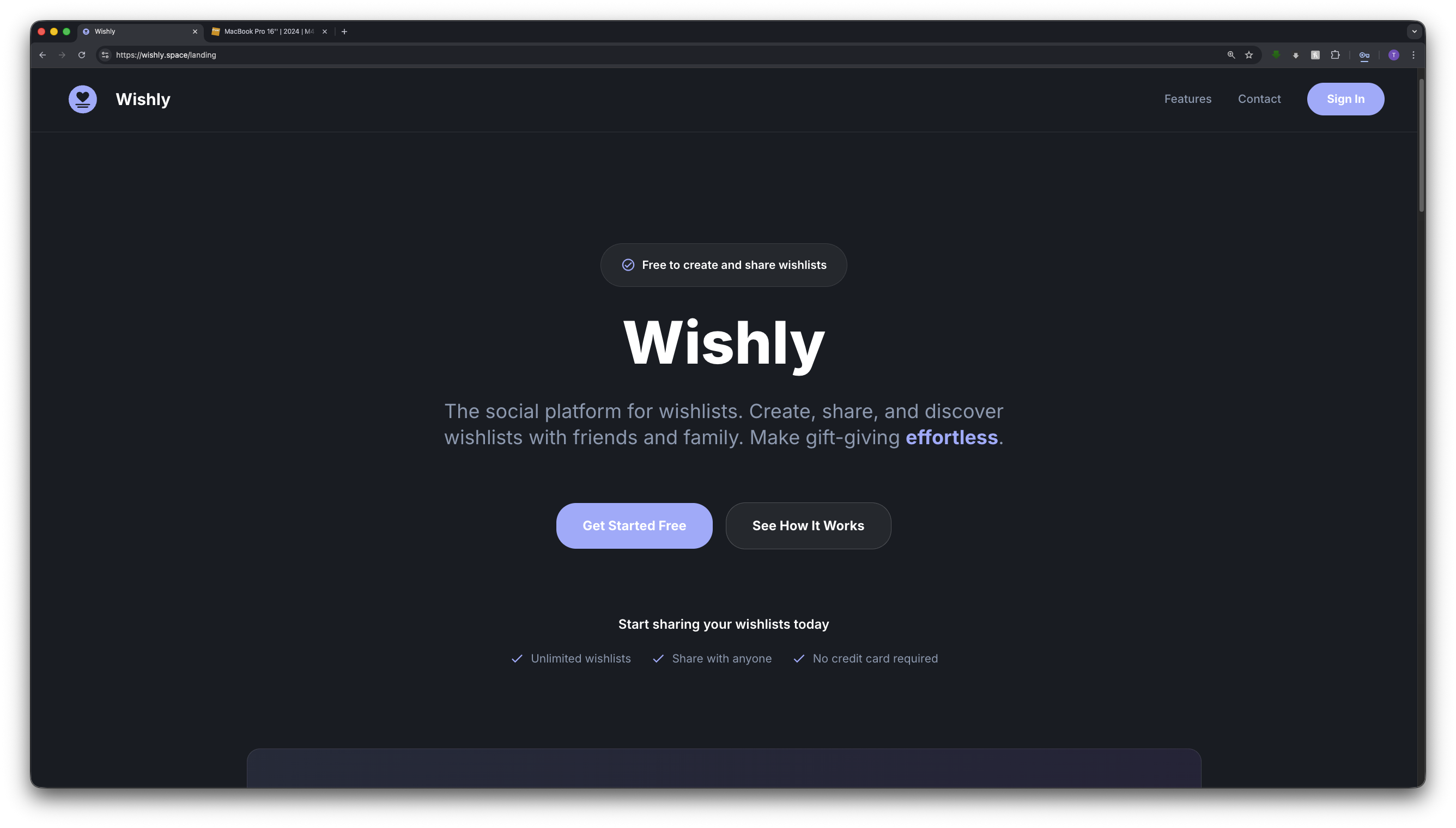 Wishly - Social Wishlist Platform screenshot