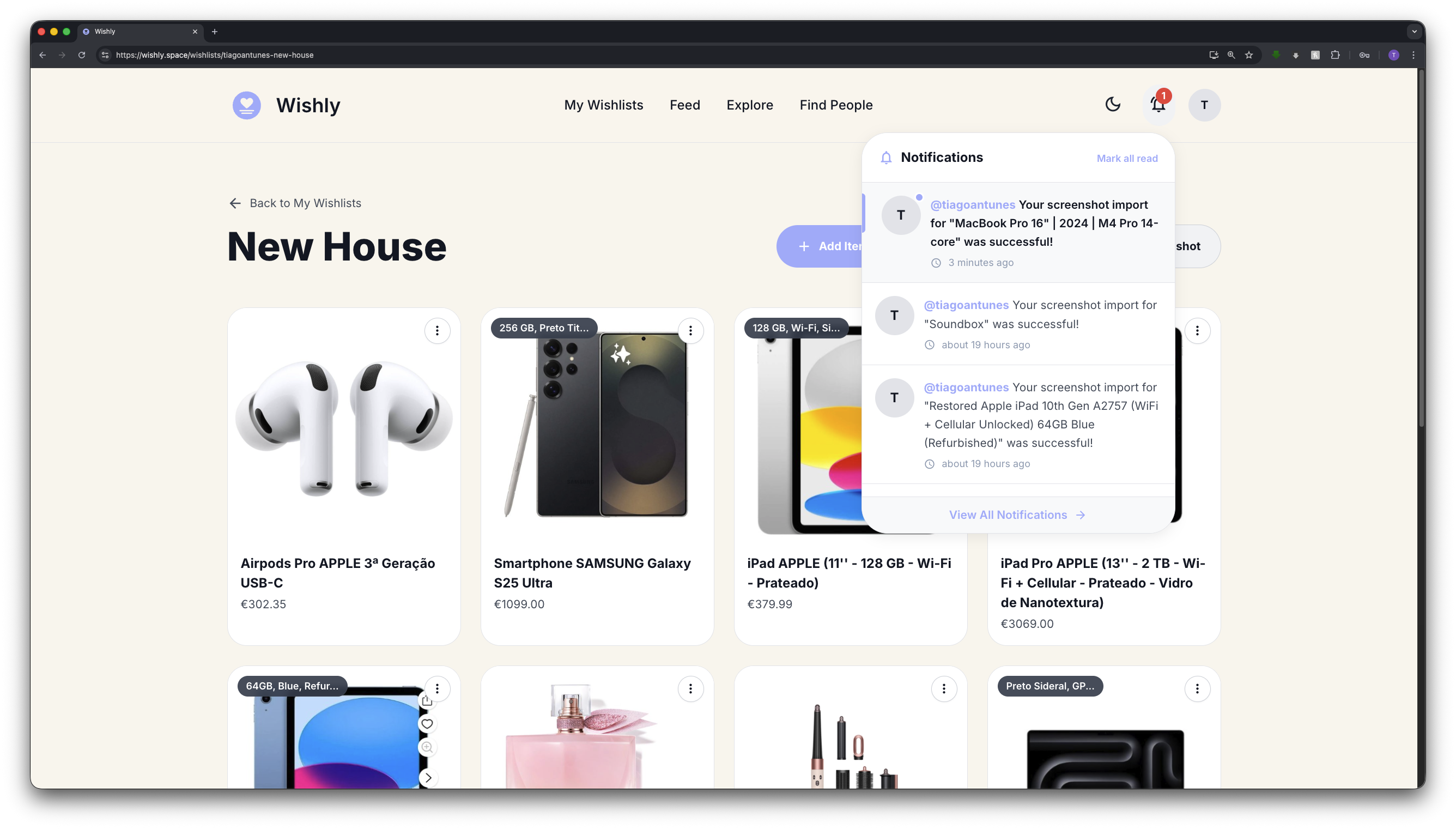Wishly - Social Wishlist Platform screenshot