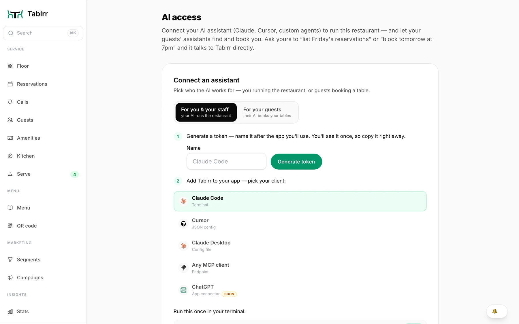 Tablrr — ai access mcp