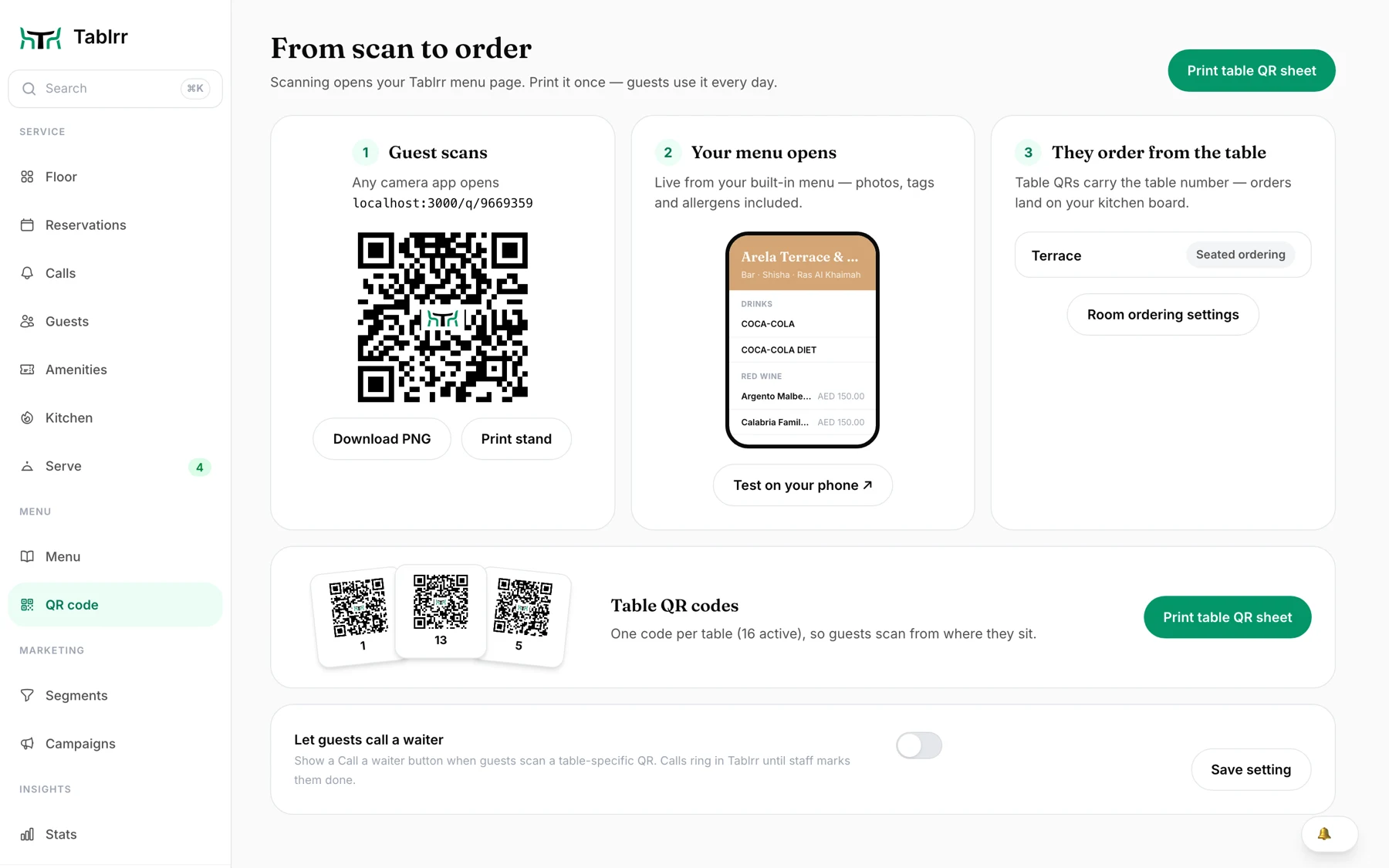 Tablrr — qr ordering