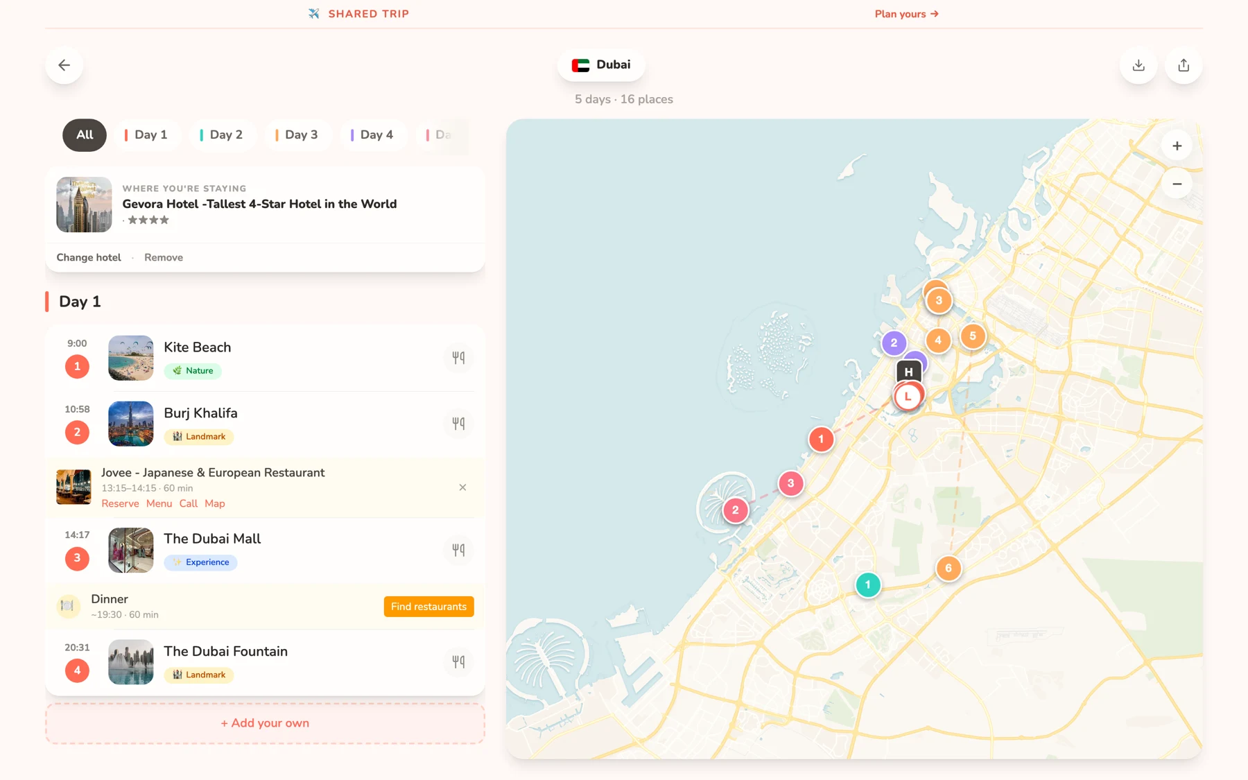 Tripr — itinerary map