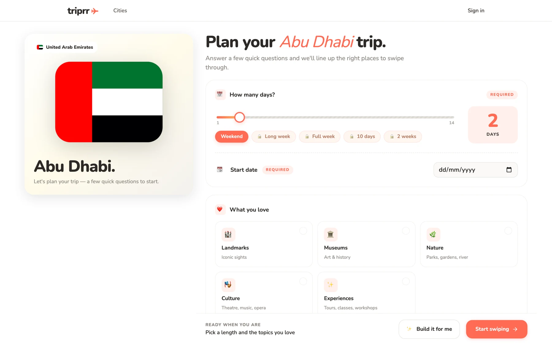 Tripr — trip constraints