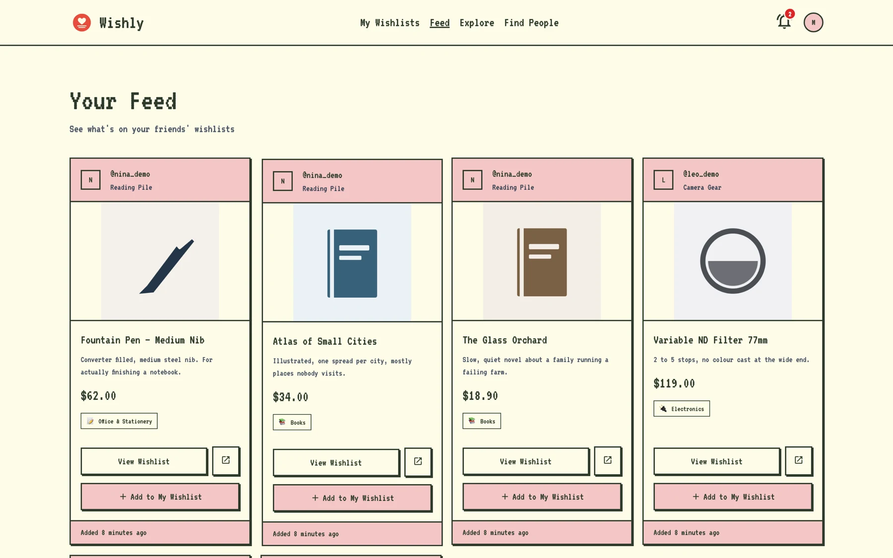 Wishly — feed copy