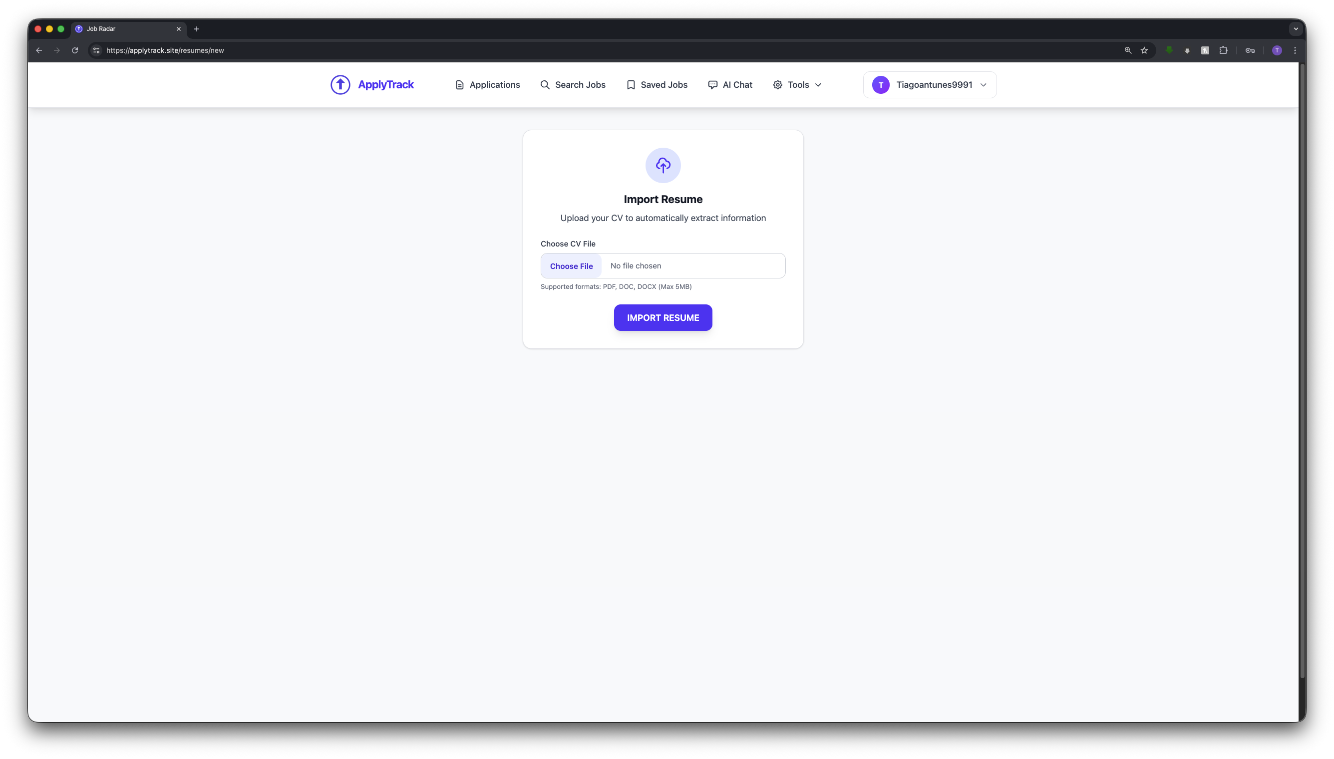 ApplyTrack - AI-Powered Job Application Tracker screenshot
