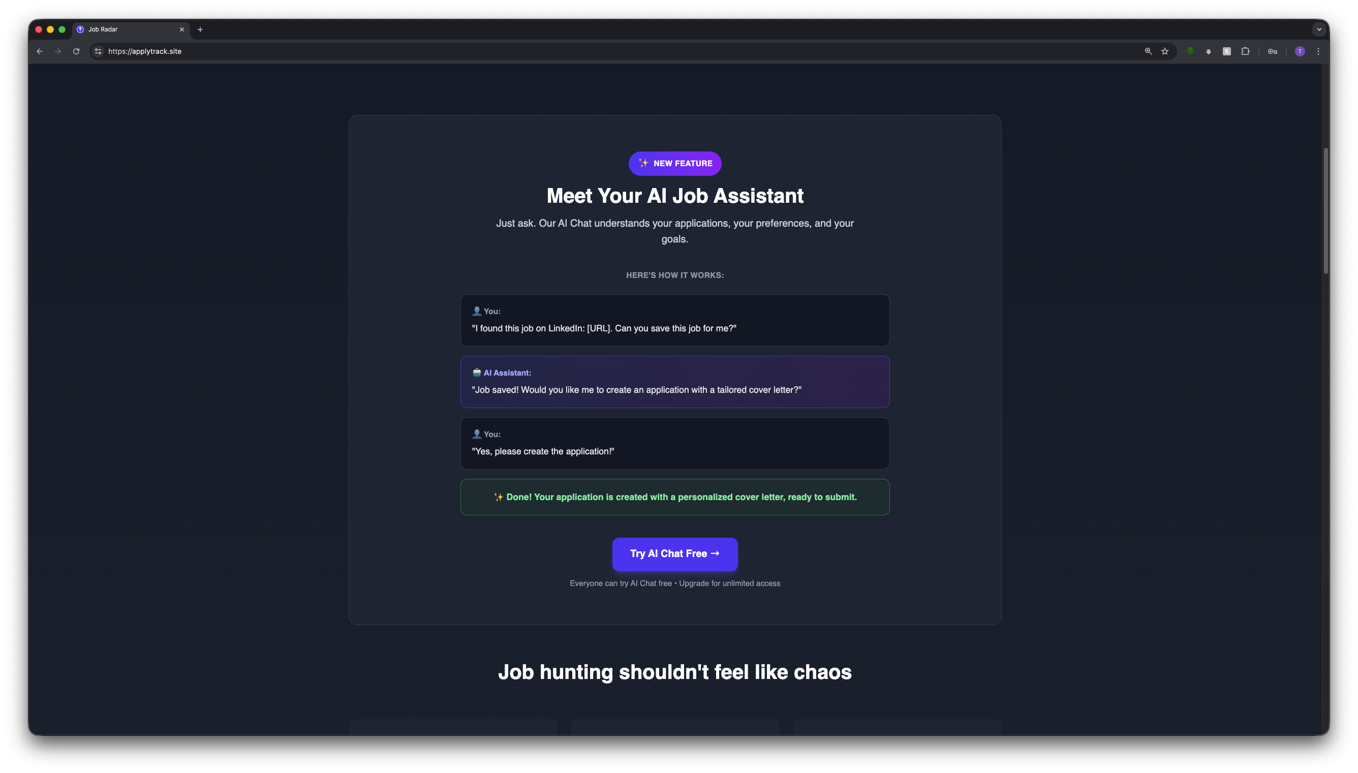 ApplyTrack - AI-Powered Job Application Tracker screenshot